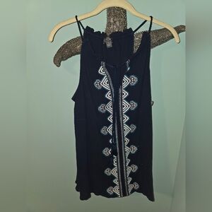 Market & Spruce Navy Embroidered Camisole with Blue and White Accents